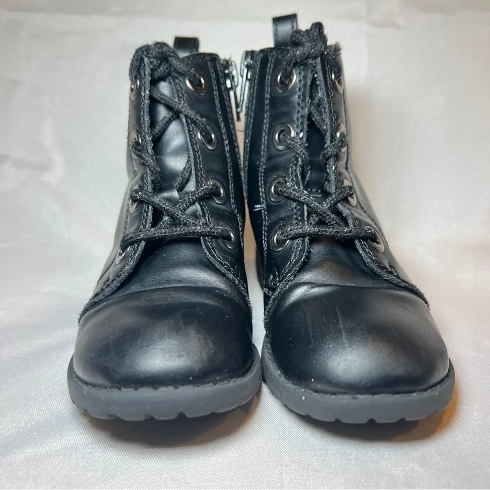 Old Navy Black Toddler‎ Girl Size 8 Combat Boots Lace Up Zipper